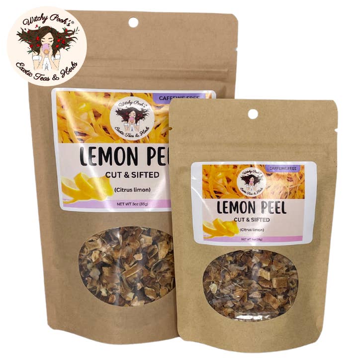 Witchy Pooh's Lemon Peel Tea - Cut & Sifted, Caffeine Free for wholesale by Witchy Pooh's Exotic Teas & Herbs
