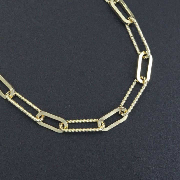 BestBeads&Beyond - Wholesale Link & chain necklace - Gold Silver mixed paperclip Chain Necklace , Sku#EF6362