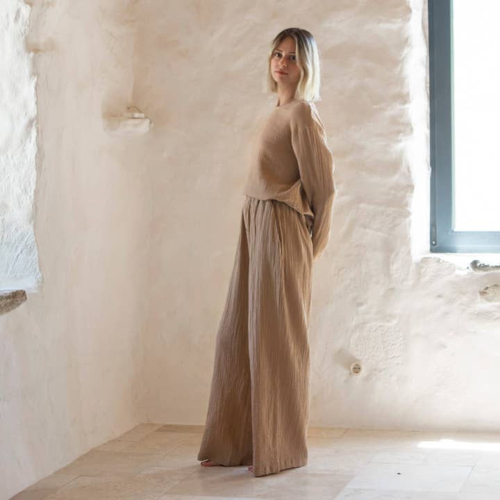 loom.ist - Vendita all'ingrosso Pantalone - Donna - Pantaloni in cotone a doppio strato di mussola11