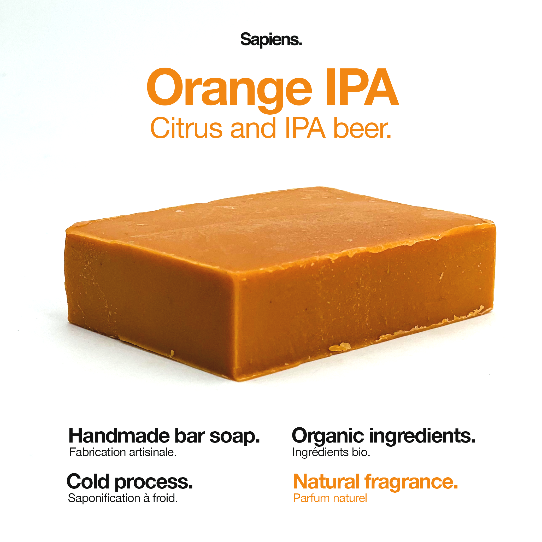 Sapiens. - Wholesale Bar Soap - Men's - Solid soap for men 100g - Orange IPA4