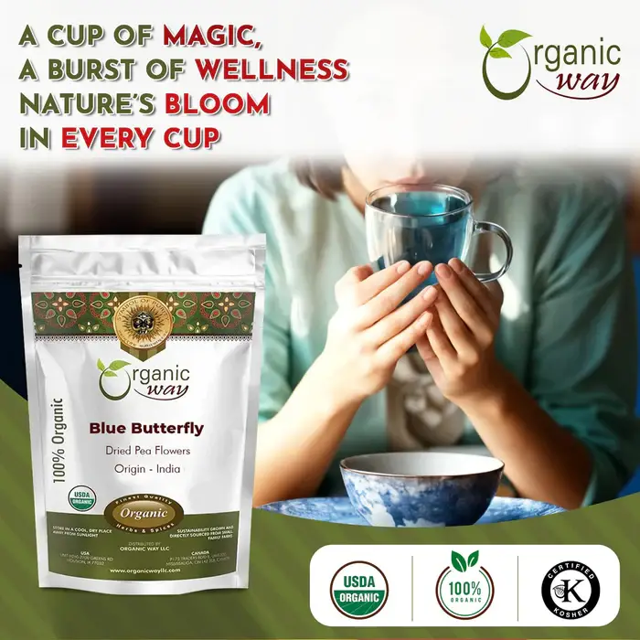 Organic Way LLC - Wholesale Loose Tea - Blue Butterfly Pea Flowers (4 Oz)2