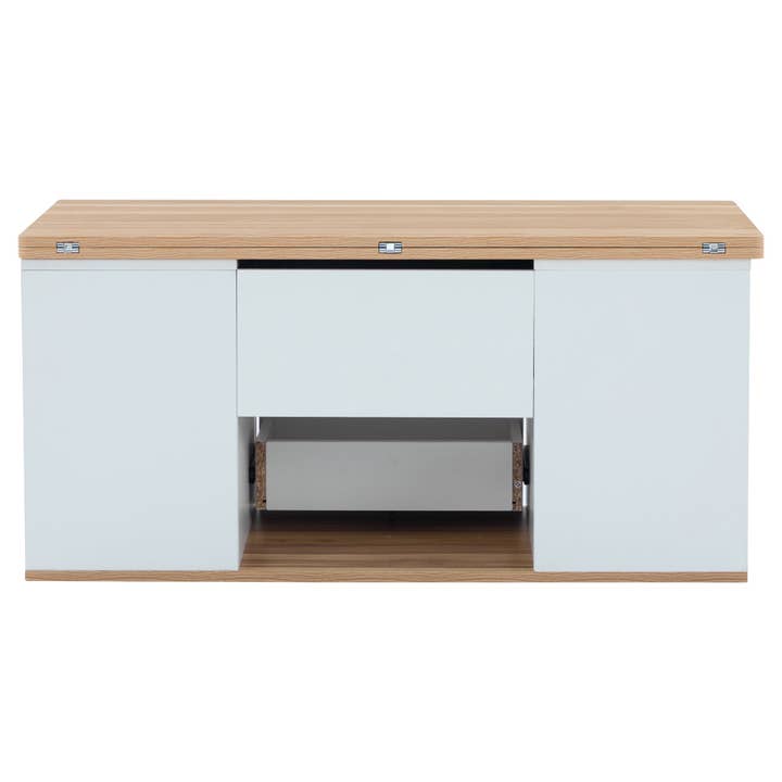 Modern white & oak lift-top coffee table with hidden storage CLOUDWING for wholesale by Urban Meuble UK