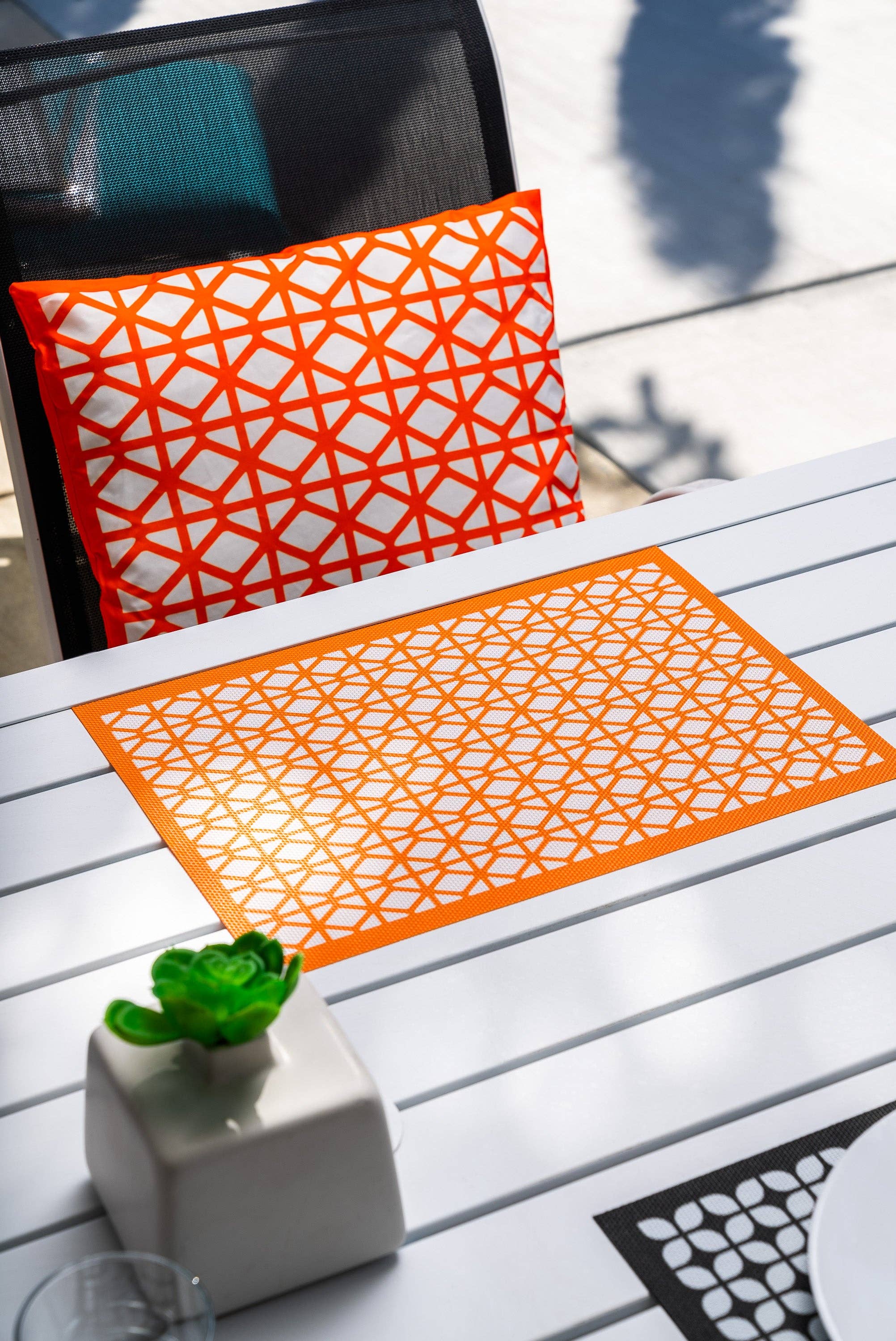 hide+seek SUPPLY CO - Vente Sets de table - Set de table tissé recto-verso Breeze Block-Orange 45x42,5 cm7