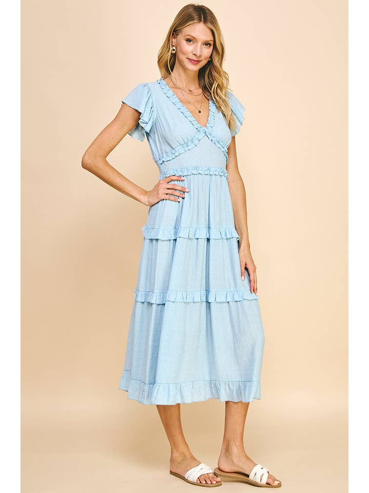 PINCH - Wholesale Dress - Women's - RUFFLED TEA LENGTH DRESS - 3597D28