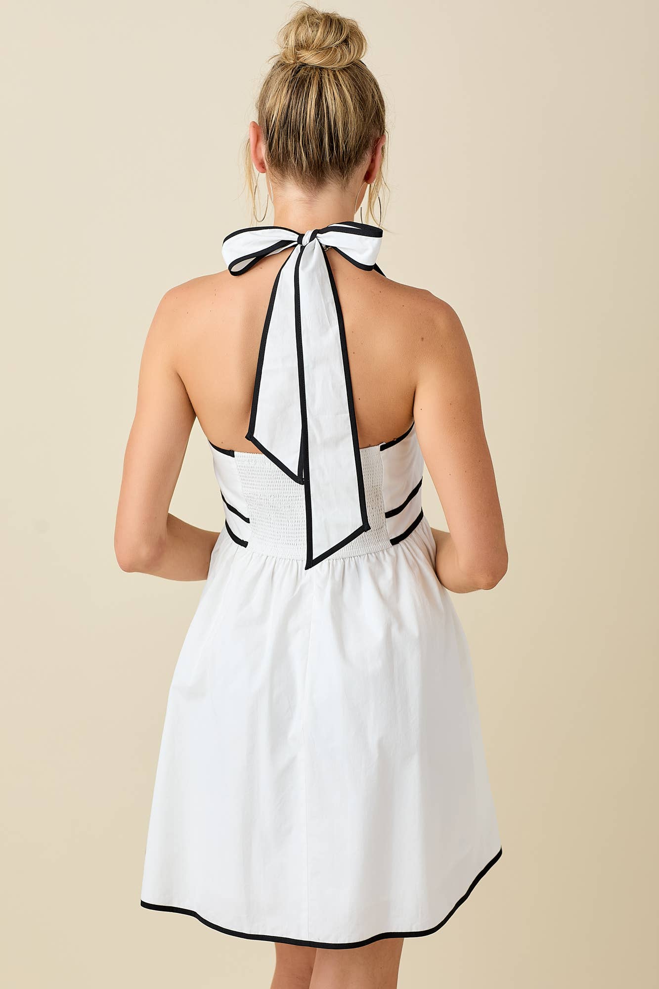 BABY PINK – wholesale Dress – Women's – Halter neck backless mini dress with contrast binding25