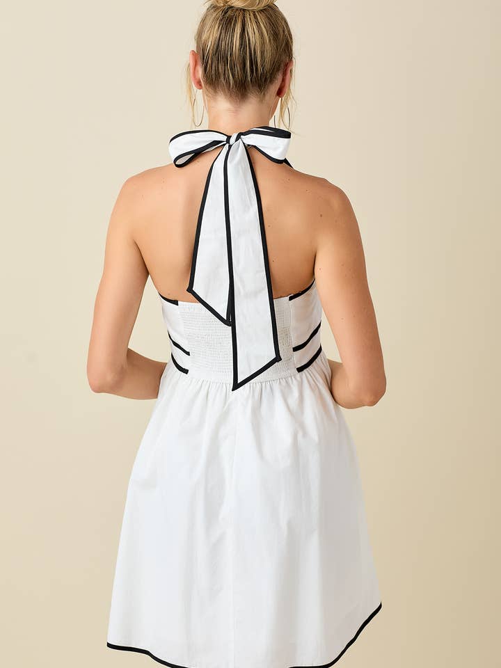 BABY PINK – wholesale Klänning - Dam – Halterneck rygglös miniklänning med kontrasterande kantband25