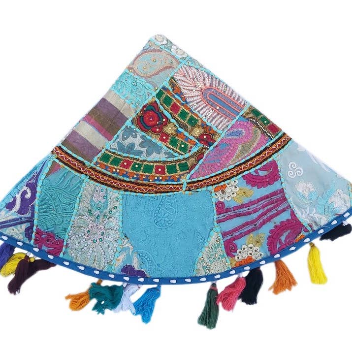 Turquesa Capa de almofada de chão grande redonda indiana hippie para decoração de casa para venda a revendedores na Faire4