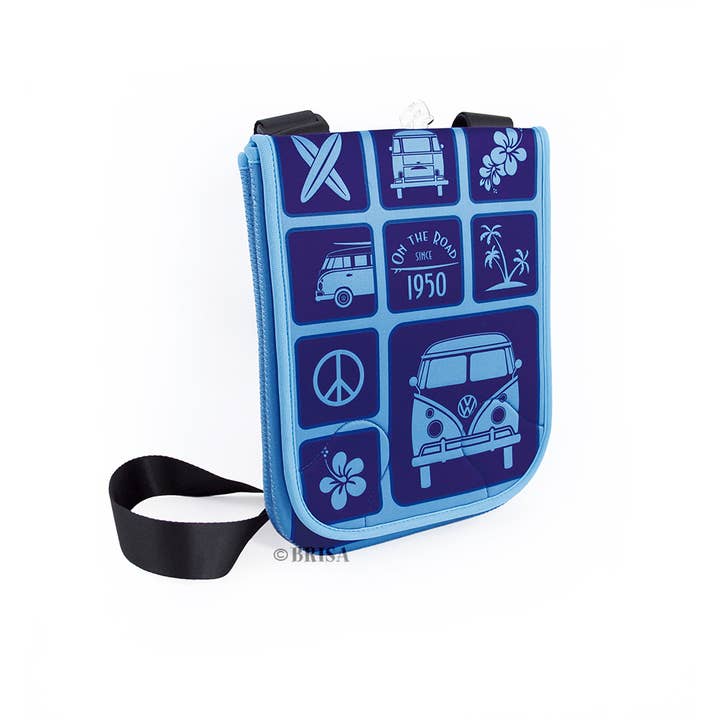 Sac à bandoulière en néoprène VW T1 Bus pour Tablet PC - Bleu pour la vente par VW Collection by BRISA