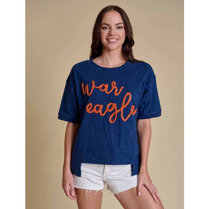 The Glitter Script Boxy Top | Auburn for wholesale by Stewart Simmons