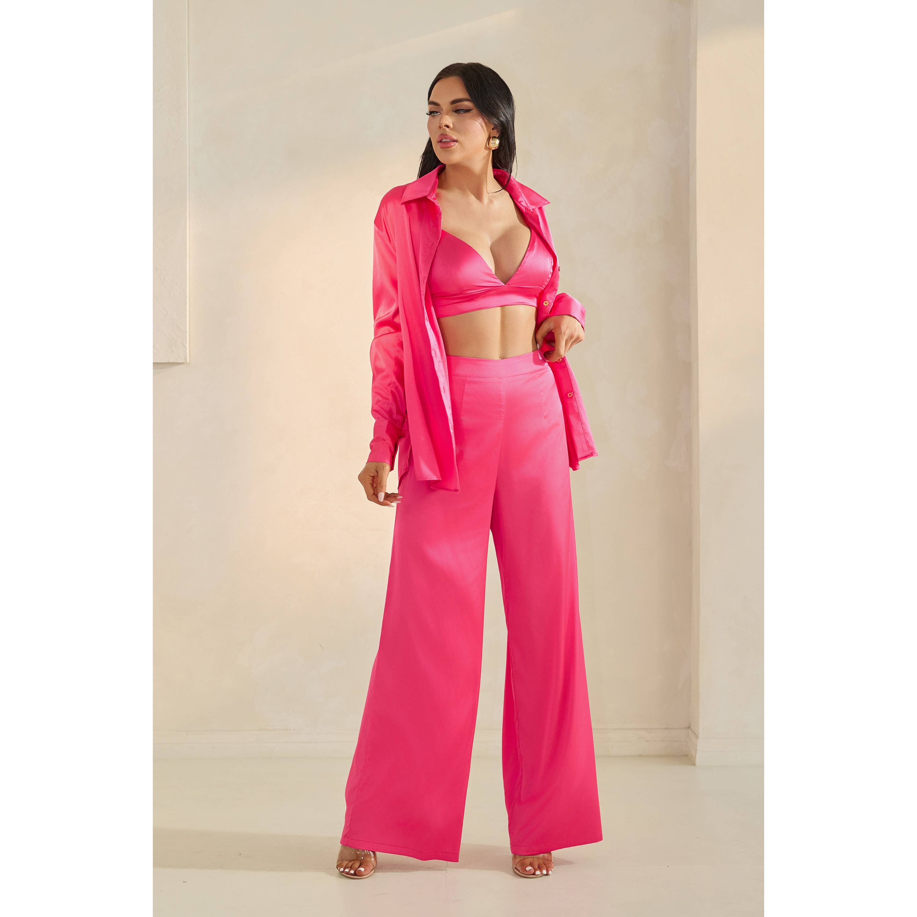 The Sang - Wholesale Top & Pant Set (NOT Loungewear) - Women's - SATIN THREE PIECE PANTS SET11