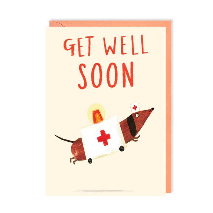 Charley Rabbit Cards – wholesale Get well card – Get Well Soon Sausage Dog Greeting Card0