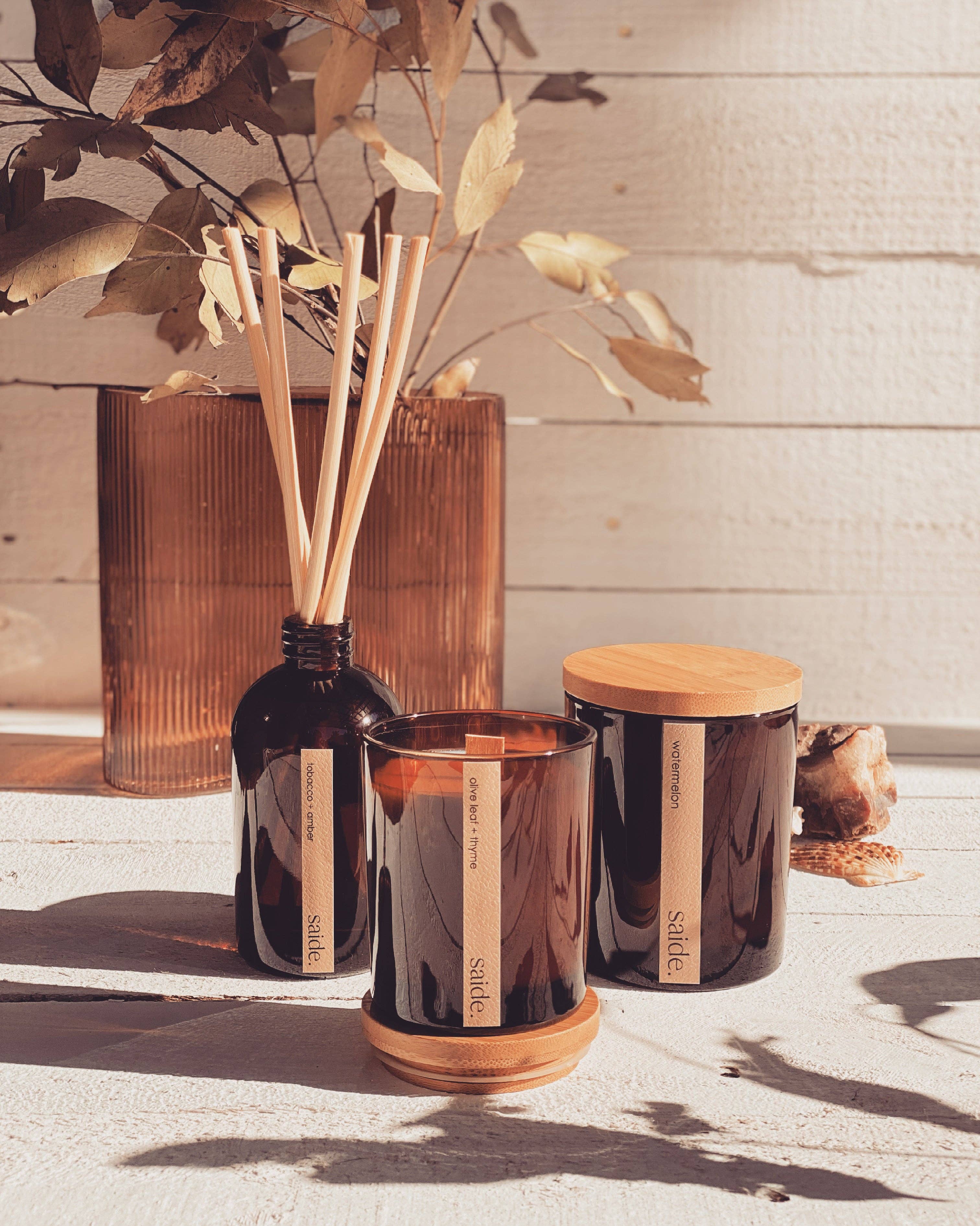 saide. - Wholesale Jar/Filled Candle - large amber wood wick candle2