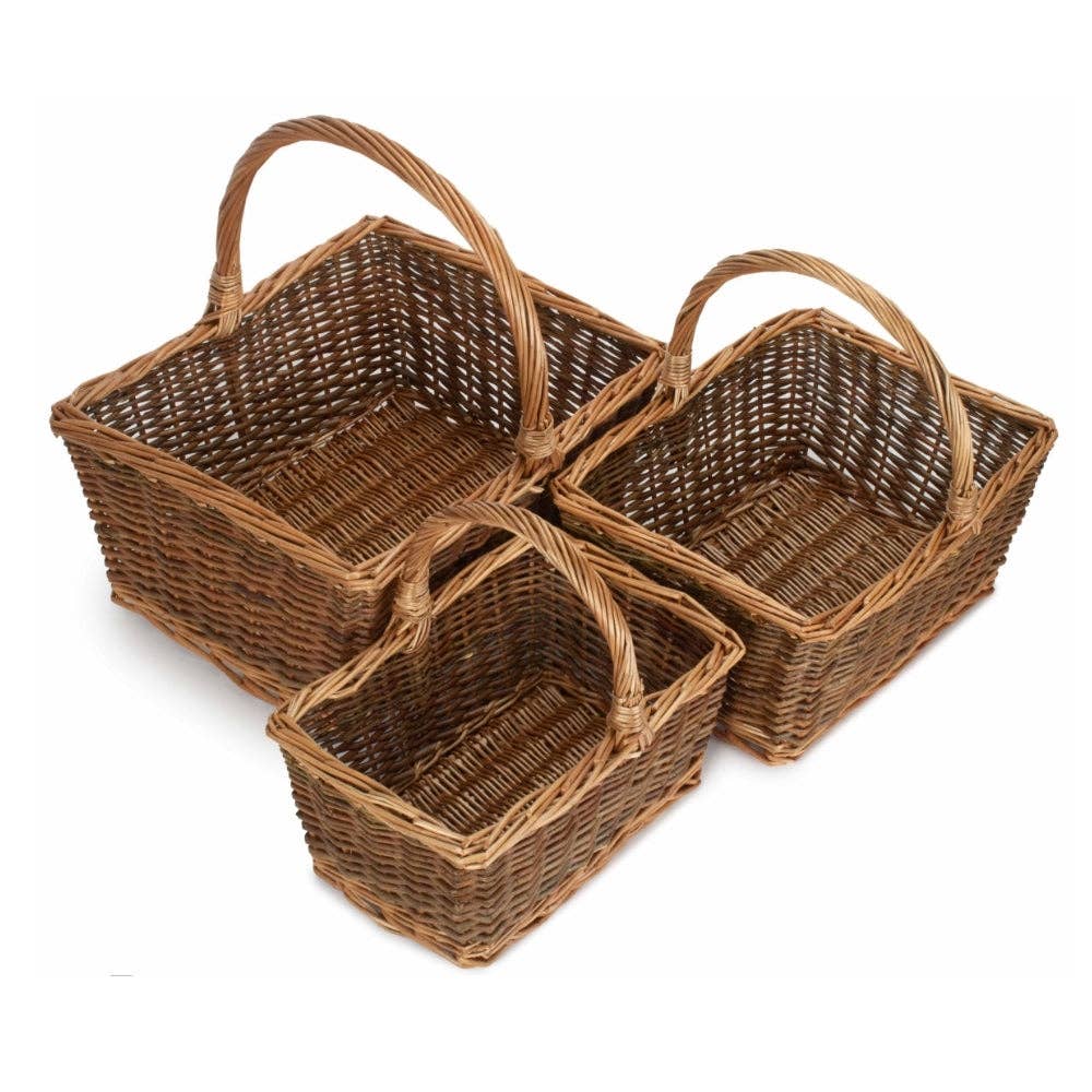 Red Hamper – wholesale Basket – Rectangular Unpeeled Willow Shopping Basket2