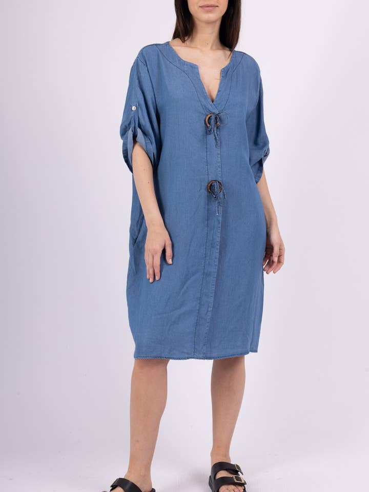 Shyloh - Wholesale Dress - Women's - Tencel denim dress with 2 buttons 304830
