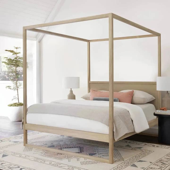 LOOMLAN - Wholesale Bed - Teak Wood Canopy Poster Bed King or Queen