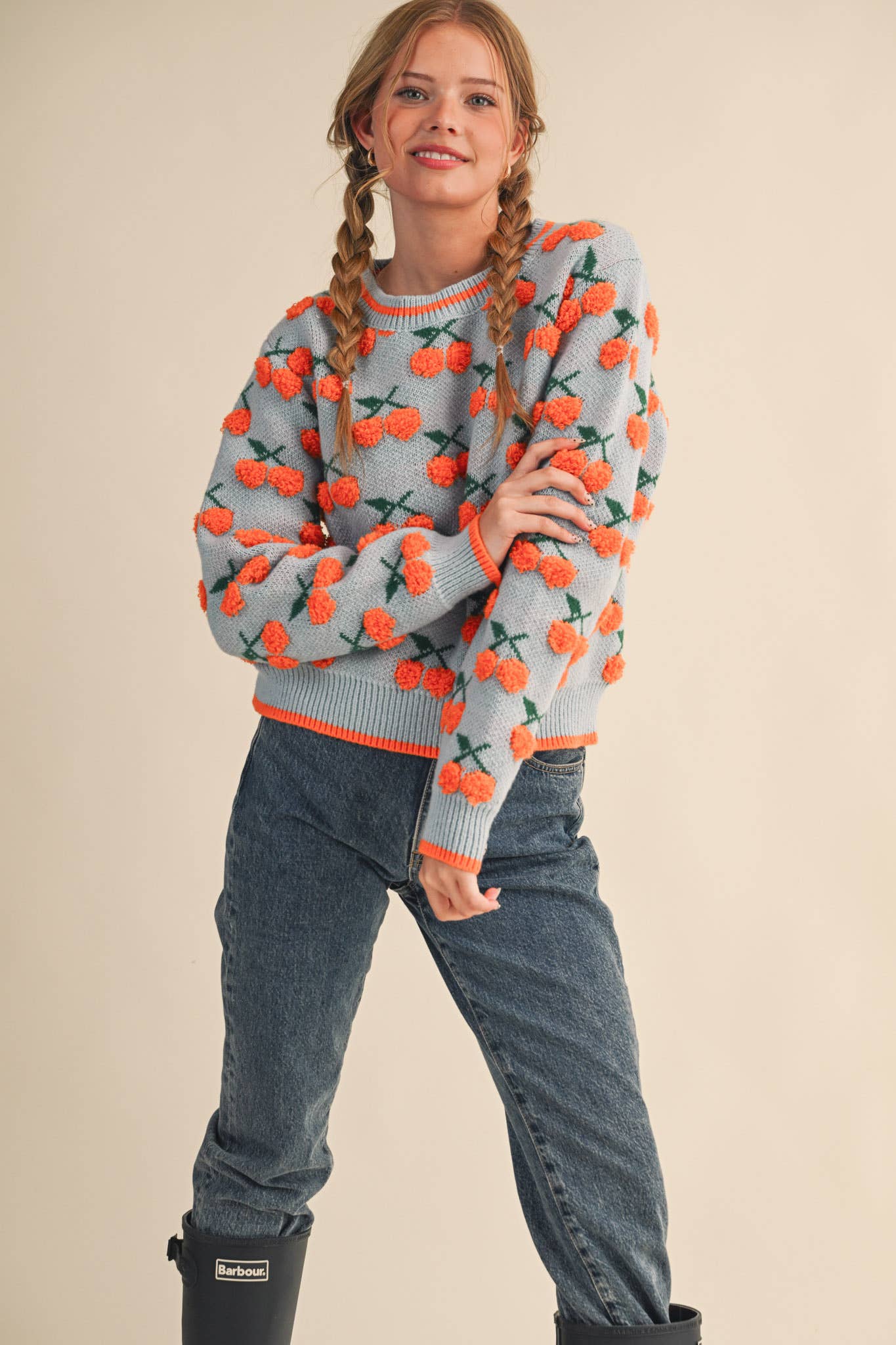 &MERCI - Wholesale Knit Sweater - Women's - FUZZY CHERRY SWEATER MSW1112222