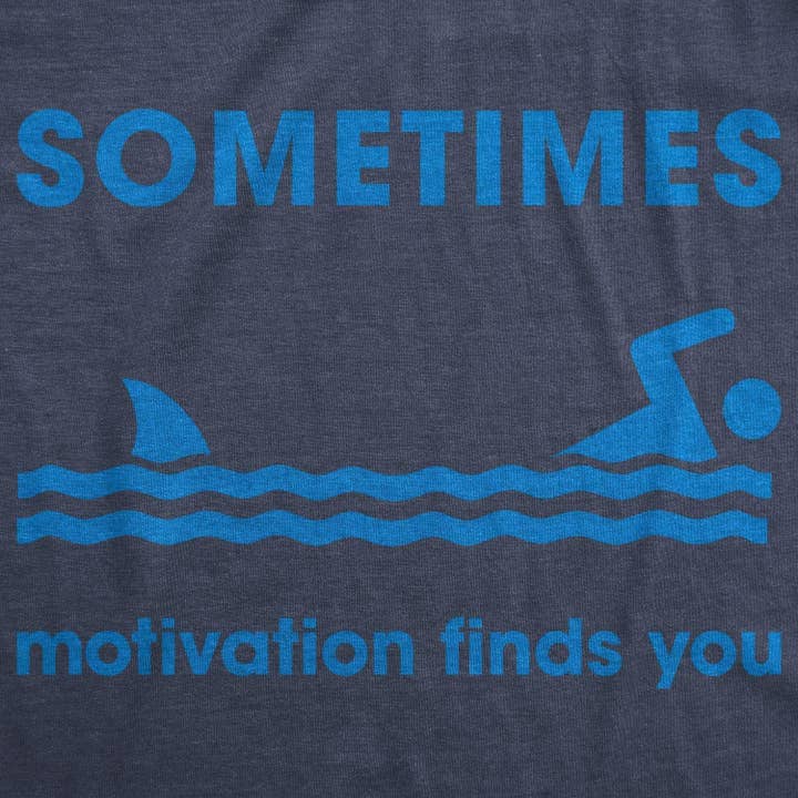 Heather Navy Sometimes Motivation Finds You Men's Tshirt Shark Week for wholesale on Faire1