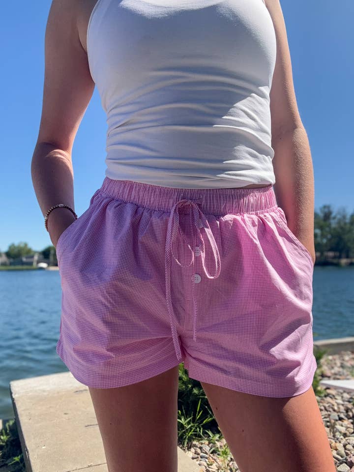 Pink Check Boxer Shorts for wholesale by Sun Ray Company