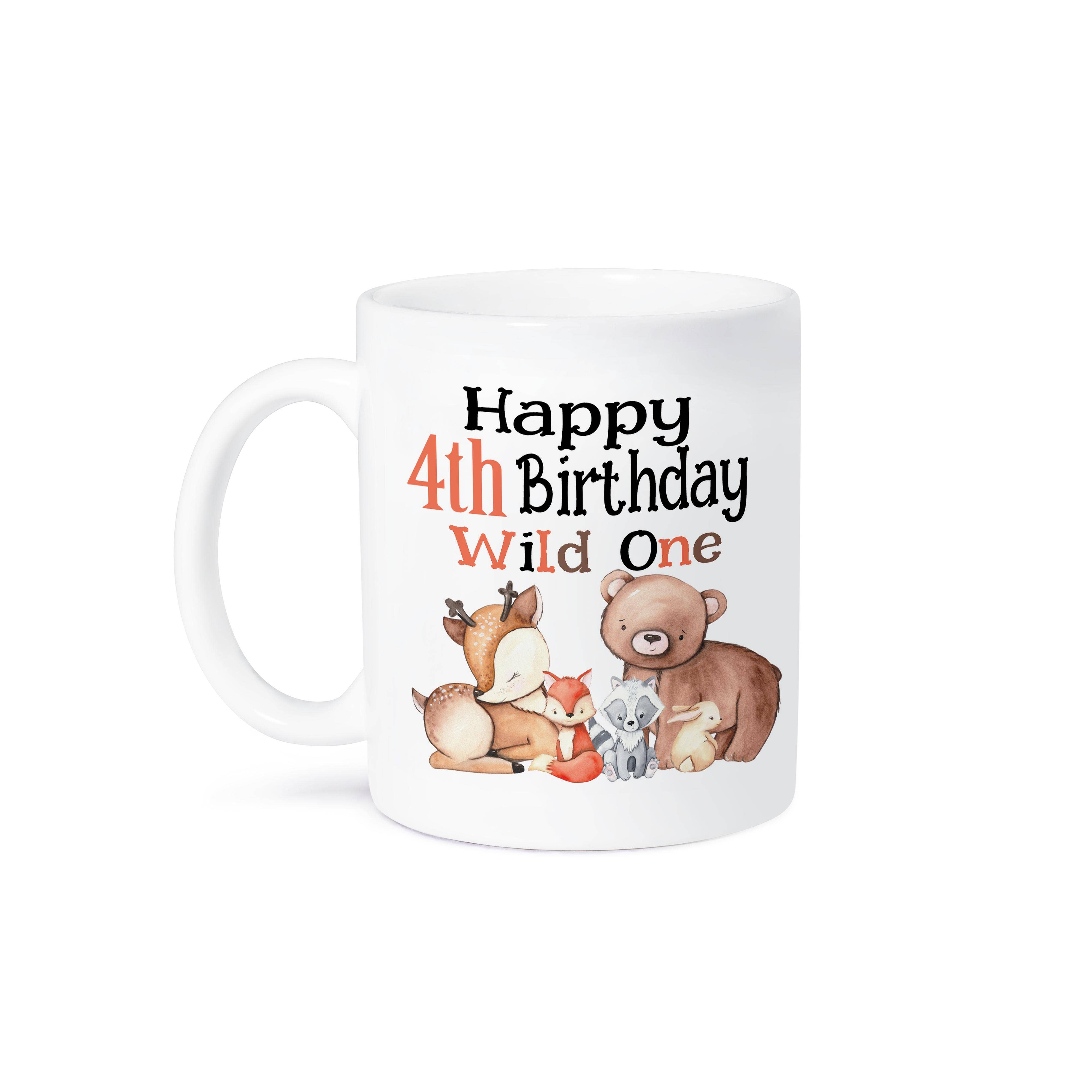 3dRose – wholesale Coffee mug – 3dRose, Happy 4th Birthday Wild One Cute Woodland Animals, Mug8
