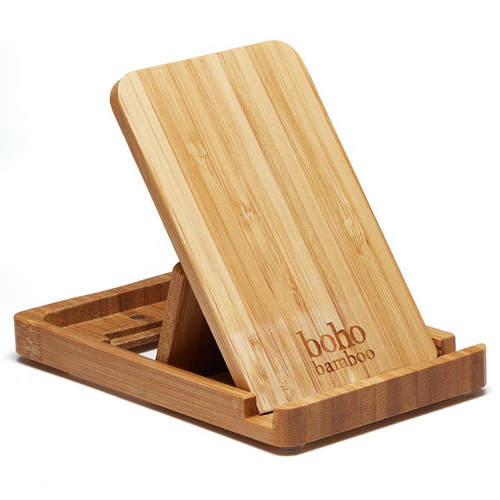 BOHO Bamboo - Wholesale Phone/Tablet Stand - Folding phone stand. Phone holder made from sustainable bamboo