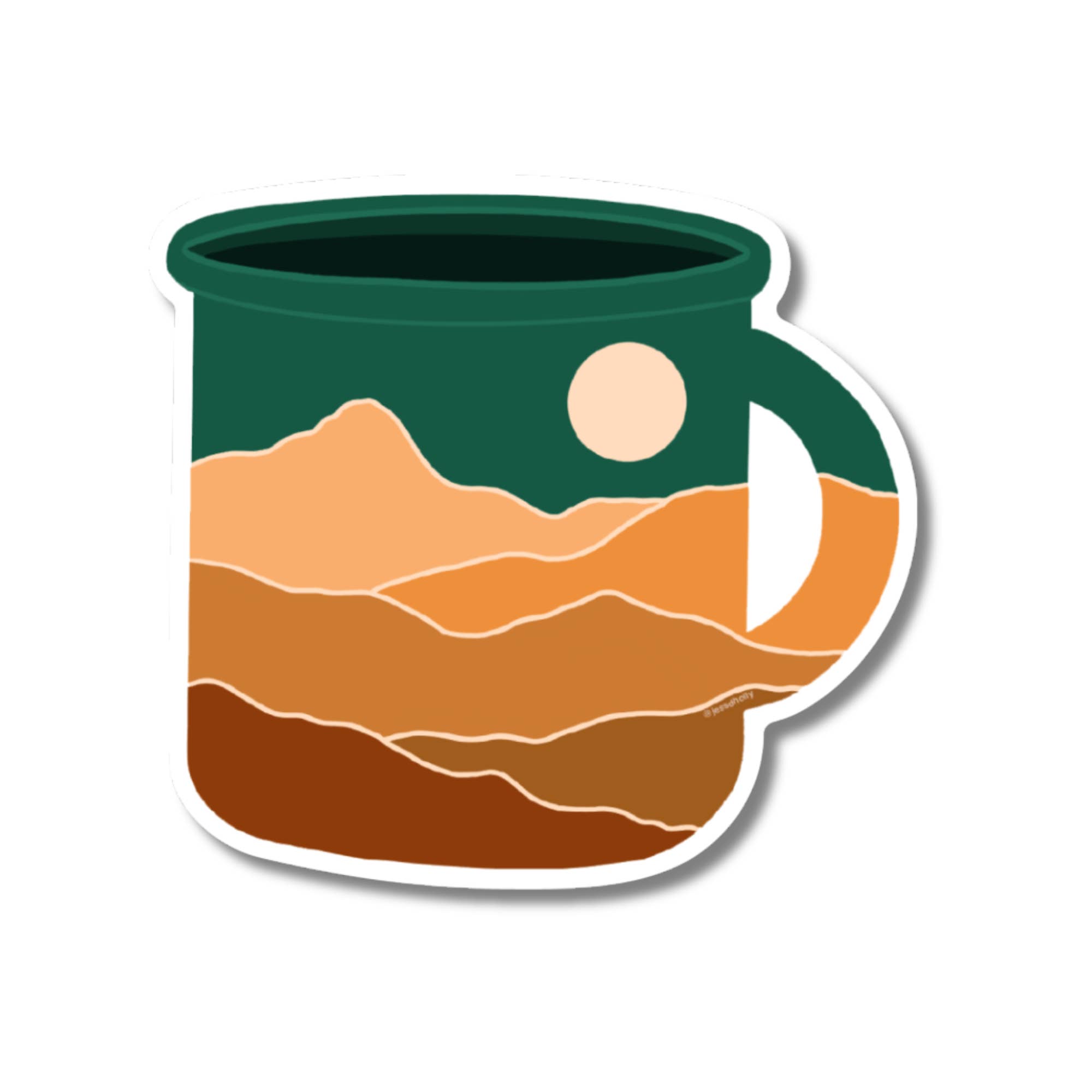 Jessica Holly Creative – wholesale Klistermärke – 'Camp Mug' Bergssilhuett Vinylklistermärke, 3 tum