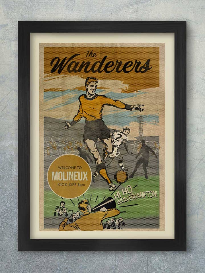 The Wanderers, Wolverhampton Wanderers - Fotbollsposter Print för wholesale av The Northern Line