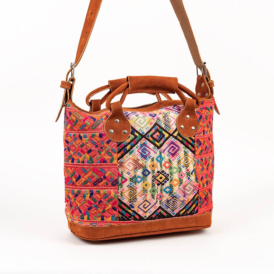 Altiplano - Wholesale Shoulder Bag - Women's - Leather and Geometric Huipile Daybag2