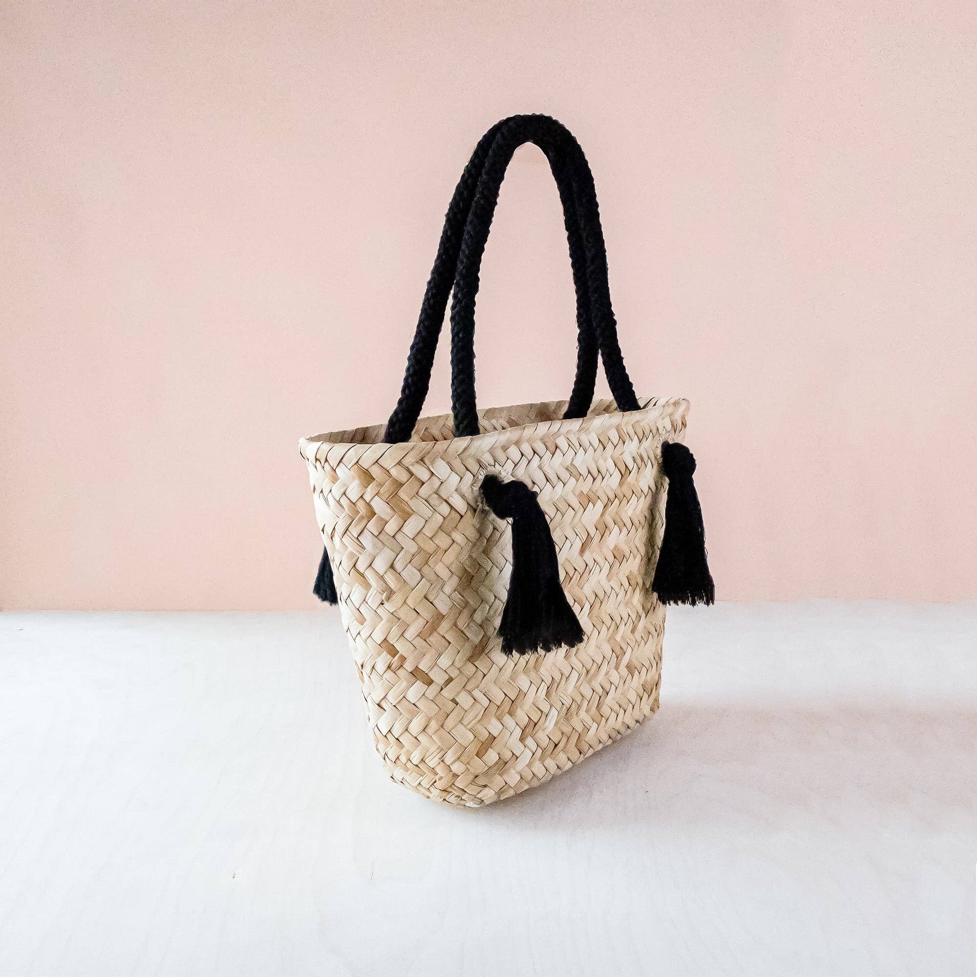 LIKHÂ - Wholesale Tote bag – Women's - Black Modern Straw Tote with Cord Handles - Classic Tote Bag | LIKHA1