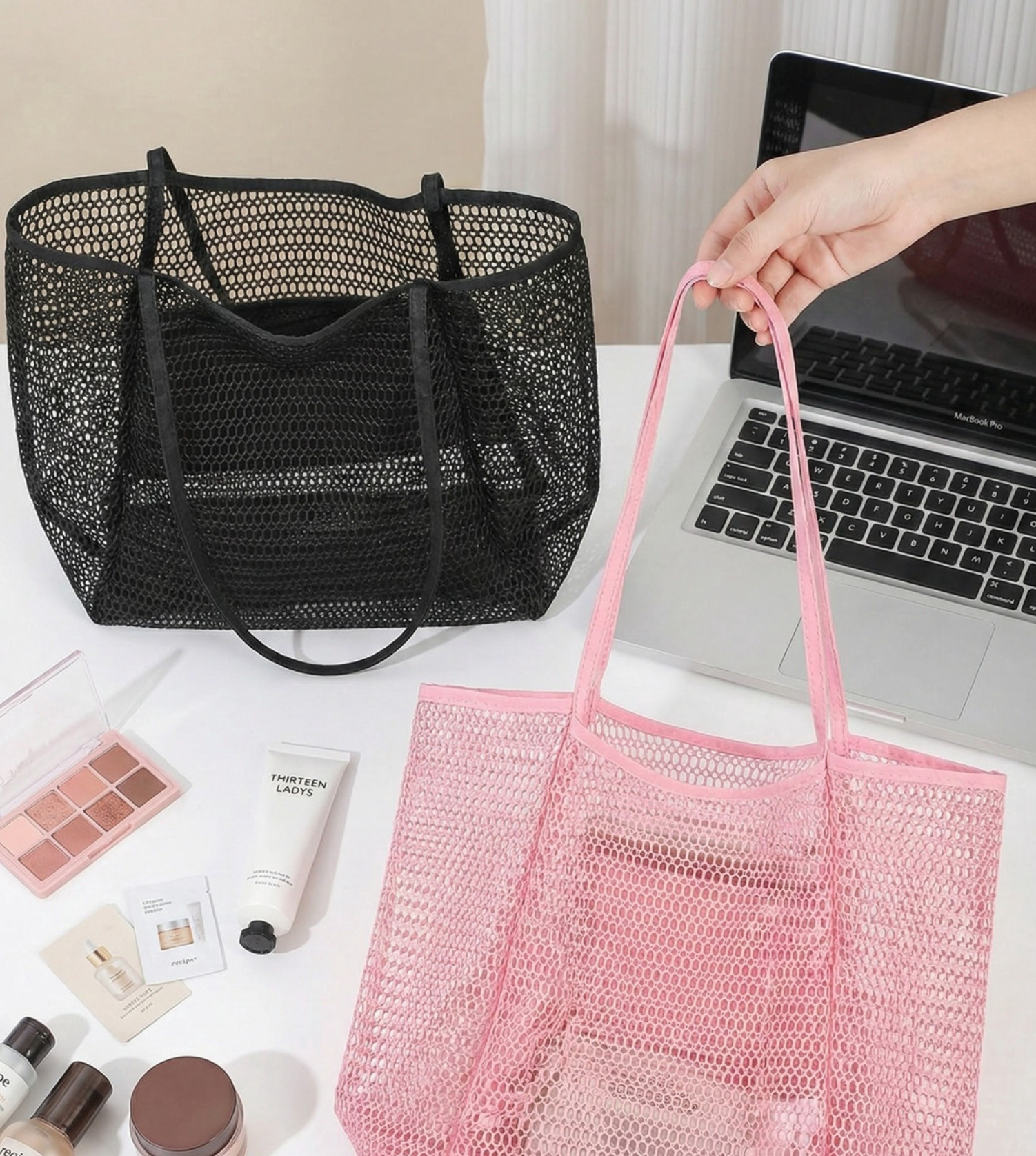 Tickled Teal - Wholesale Beach Bag - Open Weave Beach Tote Bag4