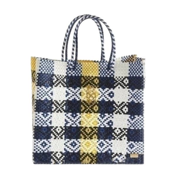 MEDIUM YELLOW BLUE TOTE BAG SHOULDER STRAP for wholesale by Lola's Bag by Georgina Herrera