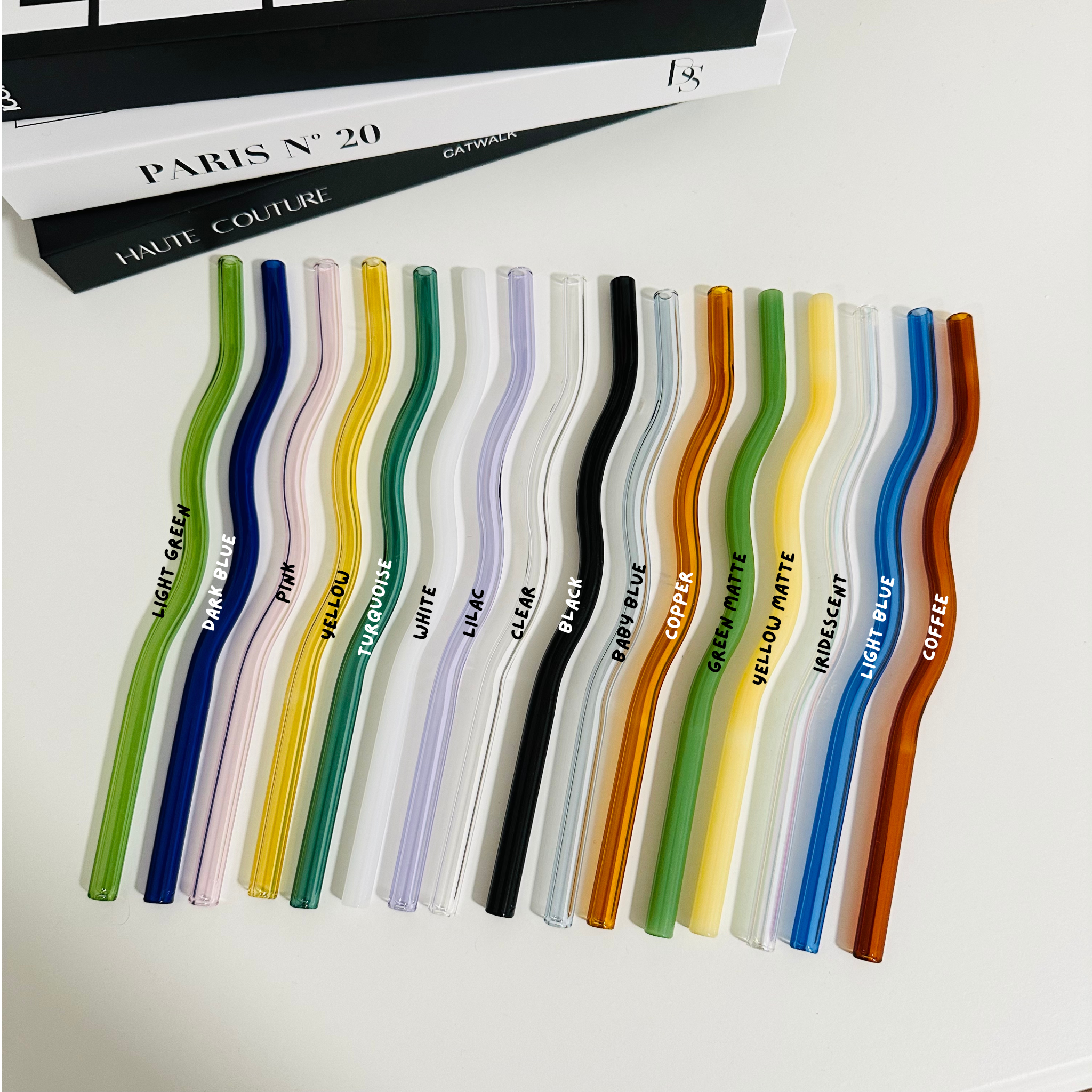 KuriArt Designs – wholesale Drinking straw – Wavy Reusable Glass Straws10