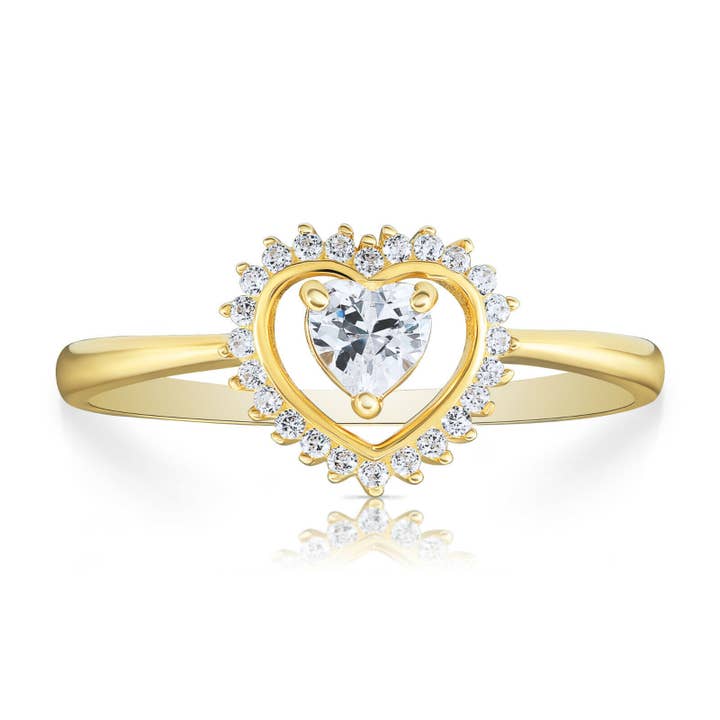 Solid 14K Gold Heart CZ Engagement Style Ring for wholesale by NY Gold & Silver Trading Inc.