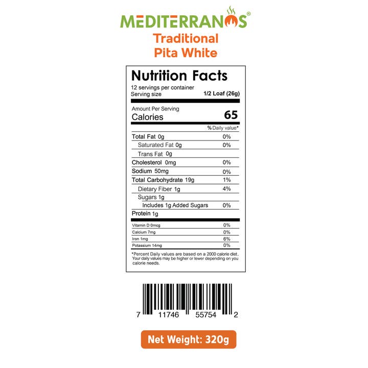 Mediterranos - Wholesale Bread/Tortilla - Traditional Pita - White
