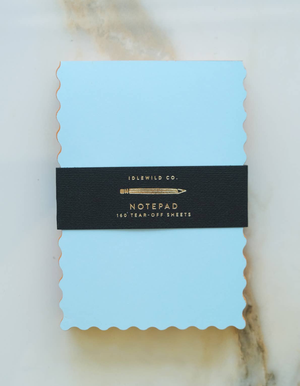 Idlewild Co. - Wholesale Notepad - Mini Wave Shaped Notepad | Sky + Tangerine Edge1