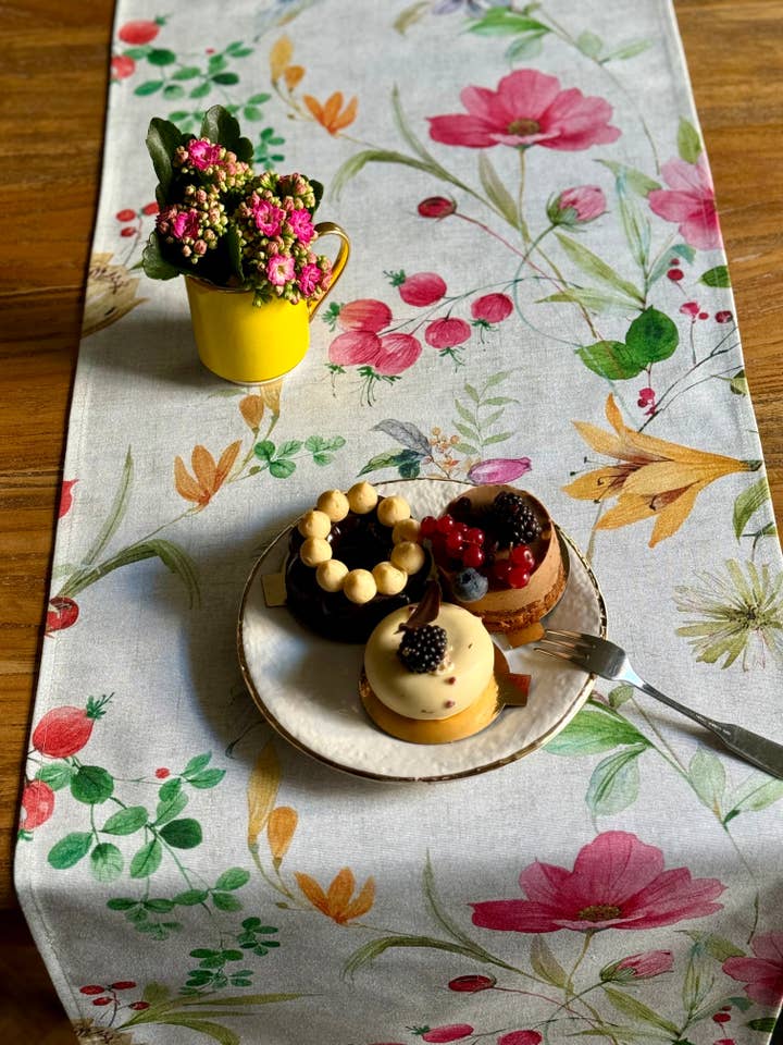 Tafelloper, Poly-katoen Mix, Bedrukt | Kleur in Bloei voor wholesale door Hortensias Home