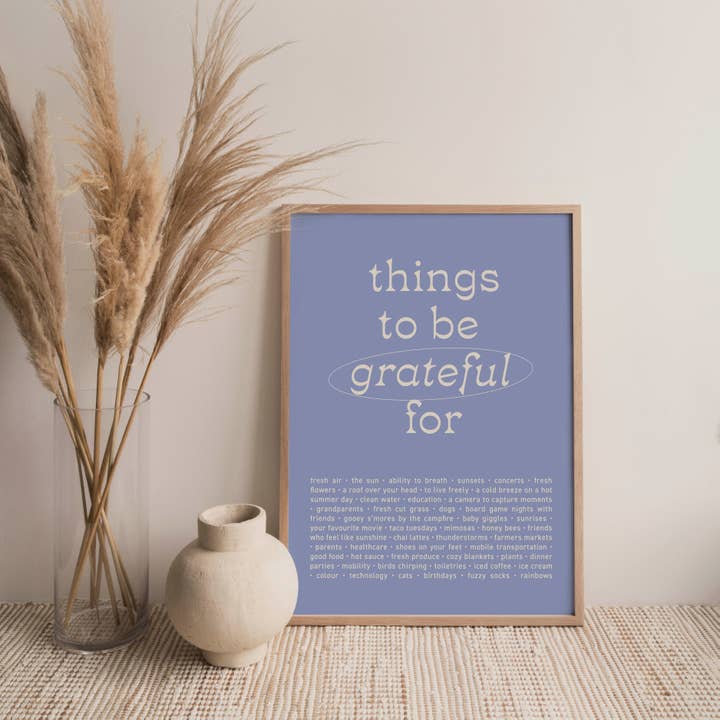 Things To Be Grateful For Print for wholesale by Allyson Marie Design