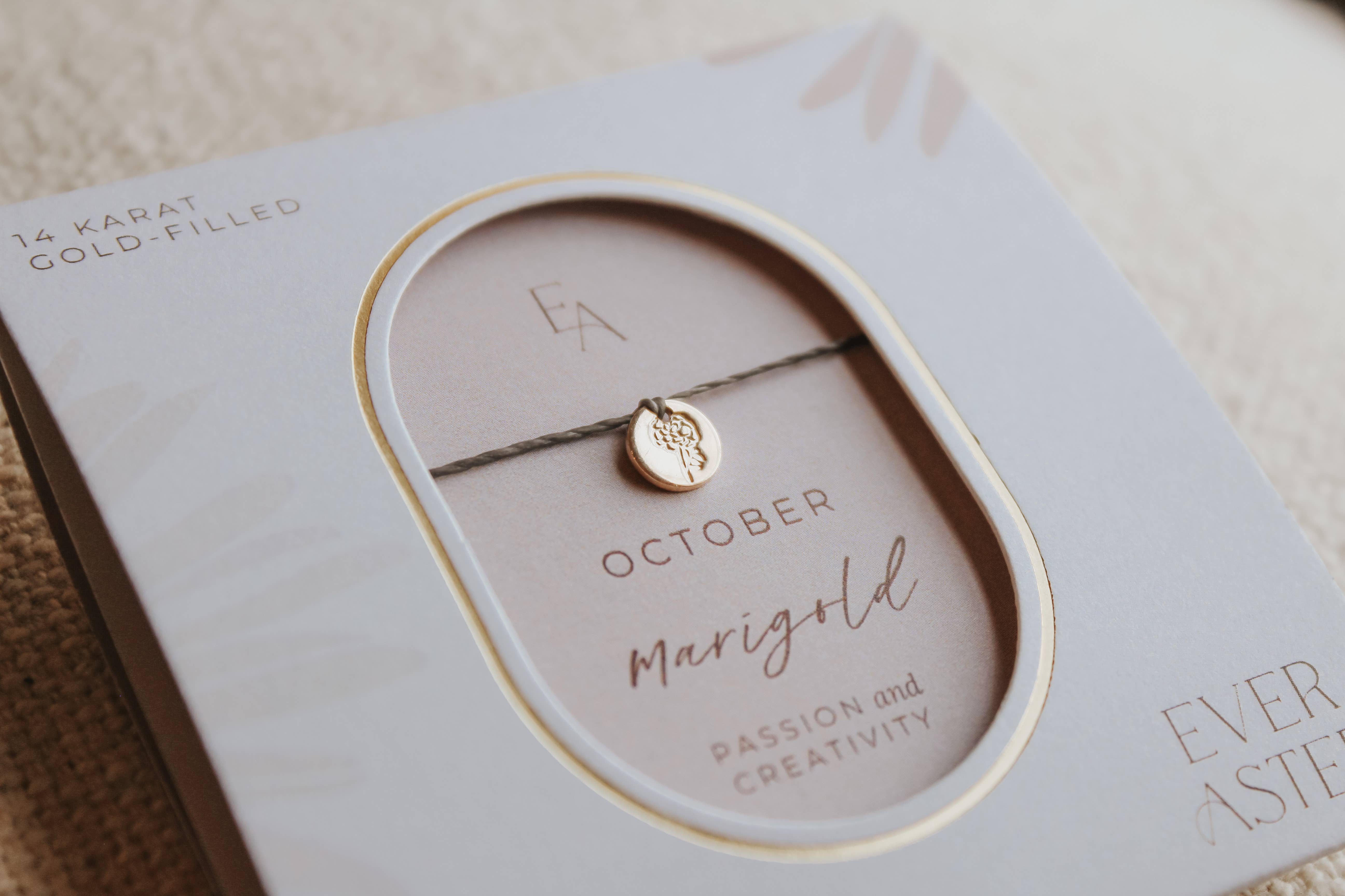 Ever Aster - Wholesale Charm/Dangle Bracelet - October Marigold Birth Flower Bracelet1