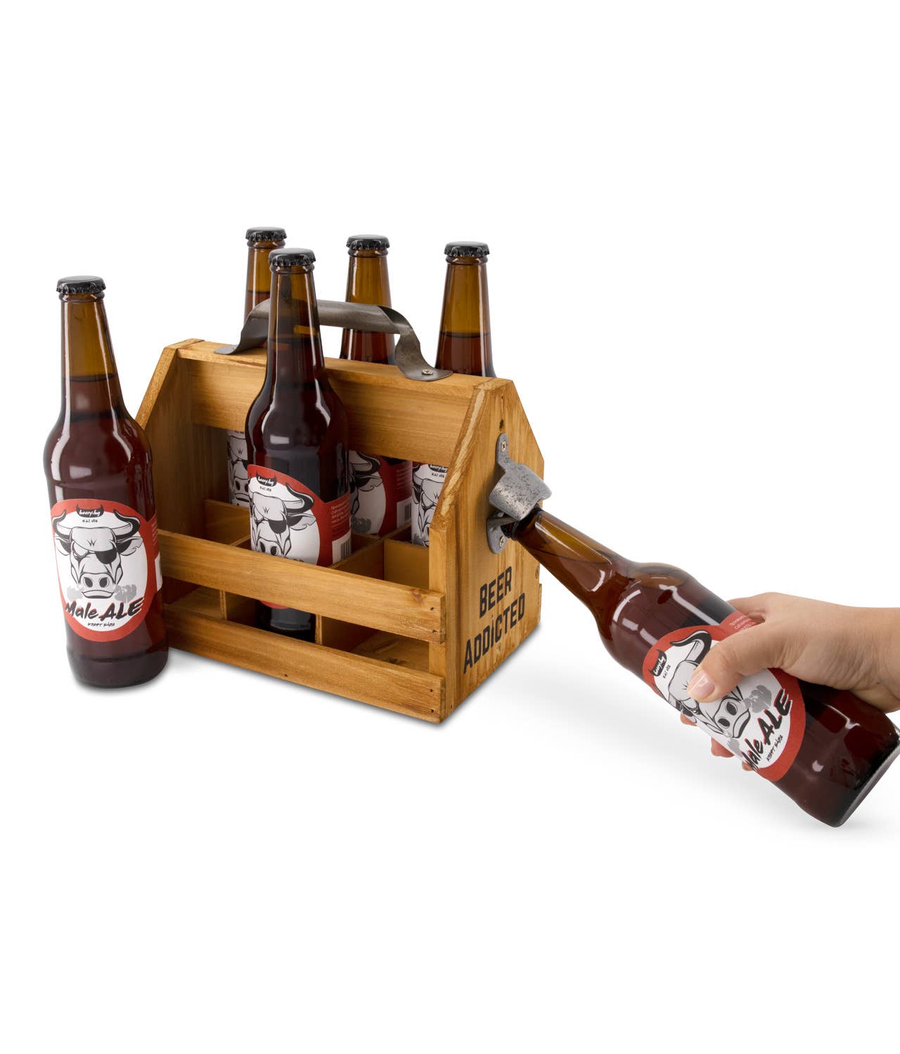 BeerAddicted - Wholesale Beer/Wine Caddy - Wooden Caddy for 6 Beer Bottles3