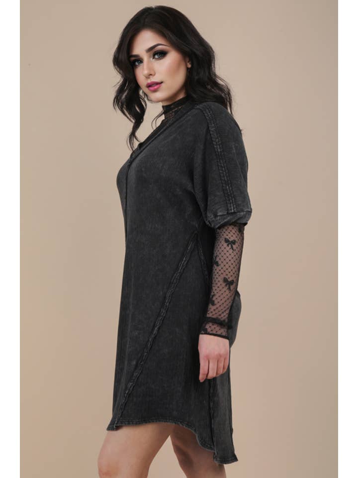 VERY J - Vente Robe – femme - Mini-robe droite en tricot côtelé délavé minéral ND3163625