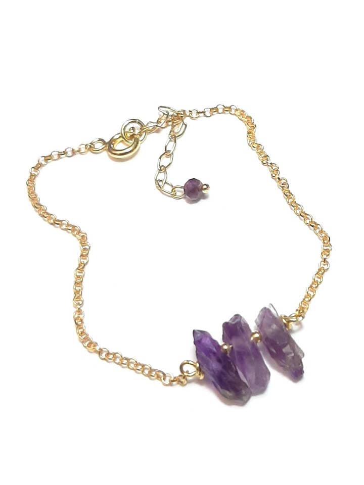 Ametyst og 925 forgyldt sølv armbånd for engroshandel hos Andréa Chereau