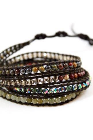 LIZOU - Vente Bracelet de perles - Bracelet Akita Wrap - Bracelet portefeuille en cuir Auburn4