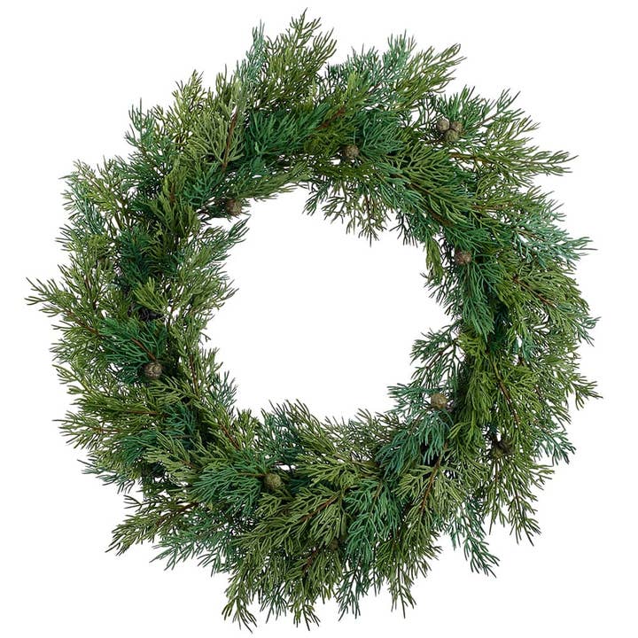 20" Cedar Wreath Green for wholesale by Silk Flower Depot