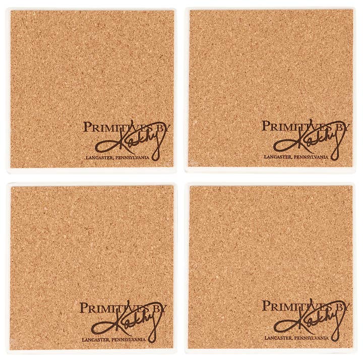 Primitives by Kathy - Wholesale Drinking Glass/Cup - Gingerbread House Coaster Set1