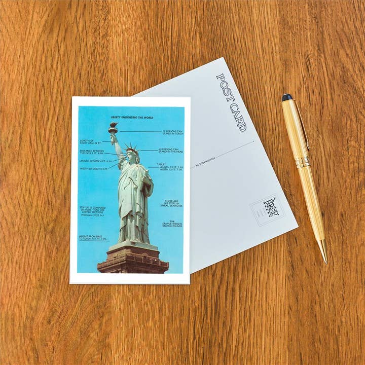 Found Image Press - Wholesale Postcard - Postcard NY-490 Statue of Liberty with Dimensions, New York 1
