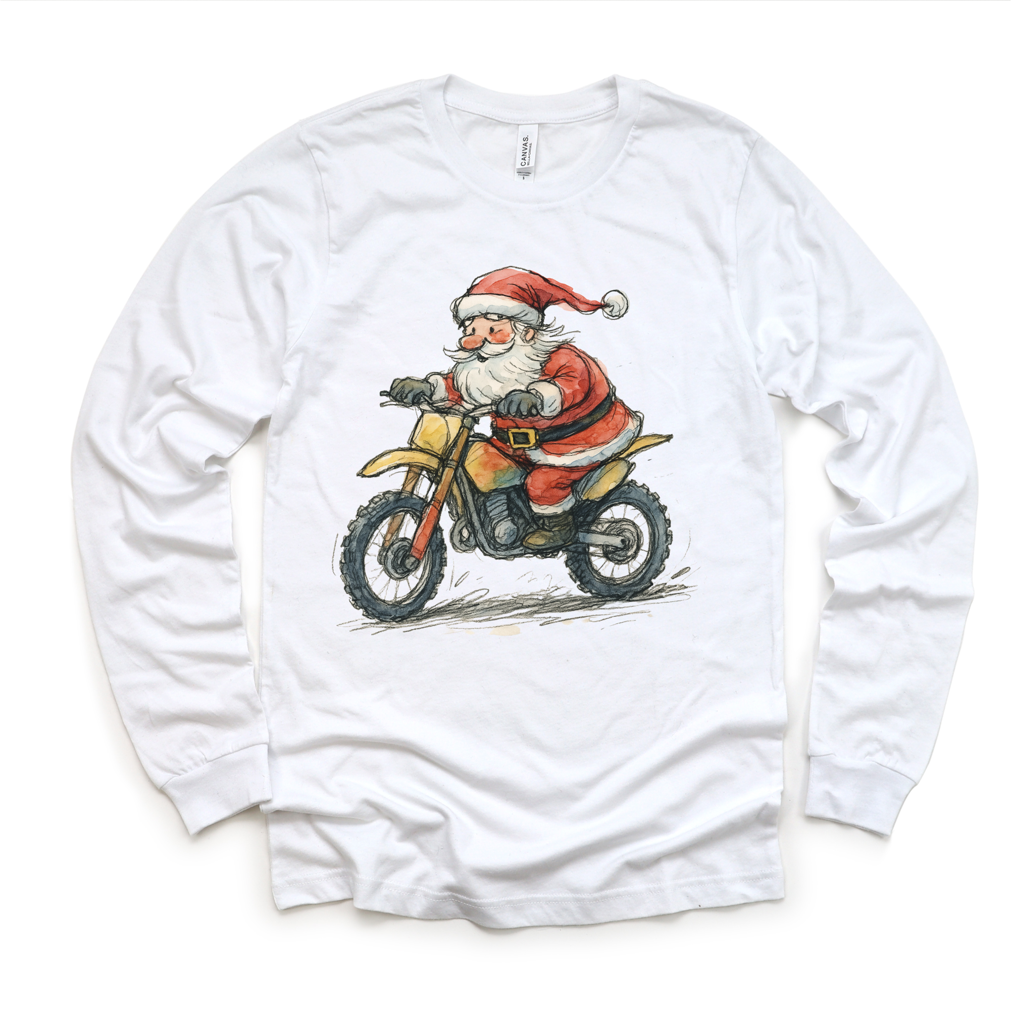 Madi Moosh - Wholesale Screen Printed T-Shirt - Kids - Santa Riding A Motocross Dirt Bike T-Shirt - Kids Christmas Tee3