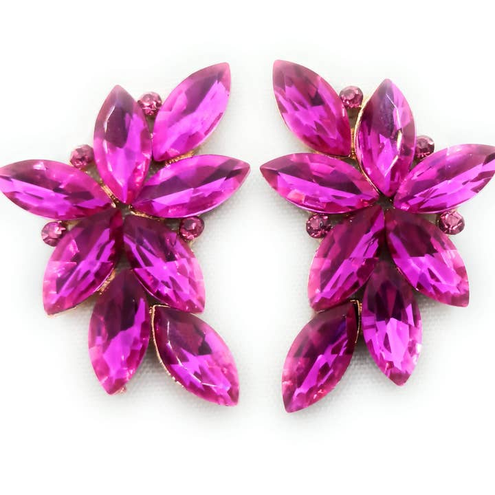 Boucles d'oreilles florales spectaculaires · Fuchsia clair pour la vente par BRANDELIA
