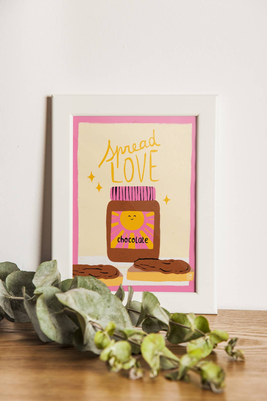 Camille Cauvez illustration et papeterie – Engroshandel Plakat – Spread Love plakat | citat om gourmet chokoladespread1