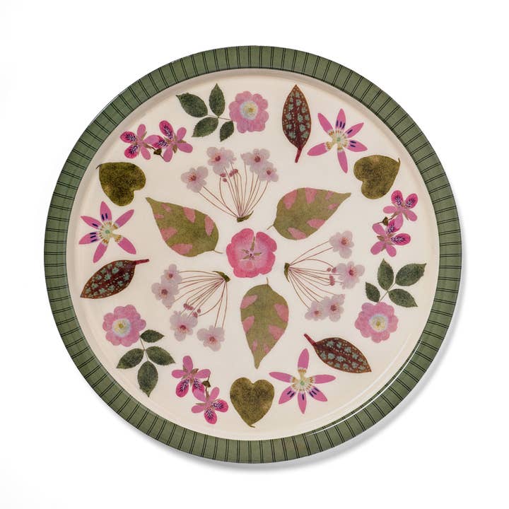 Large Round Enamel Serving Tray - The Living Herbarium for wholesale by Roomytown