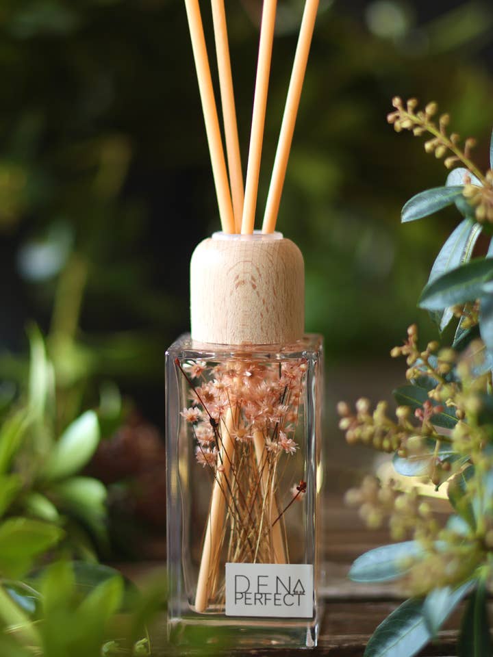 Pink Salt & Wood Botanical Reed Diffuser for wholesale by Den Perfect