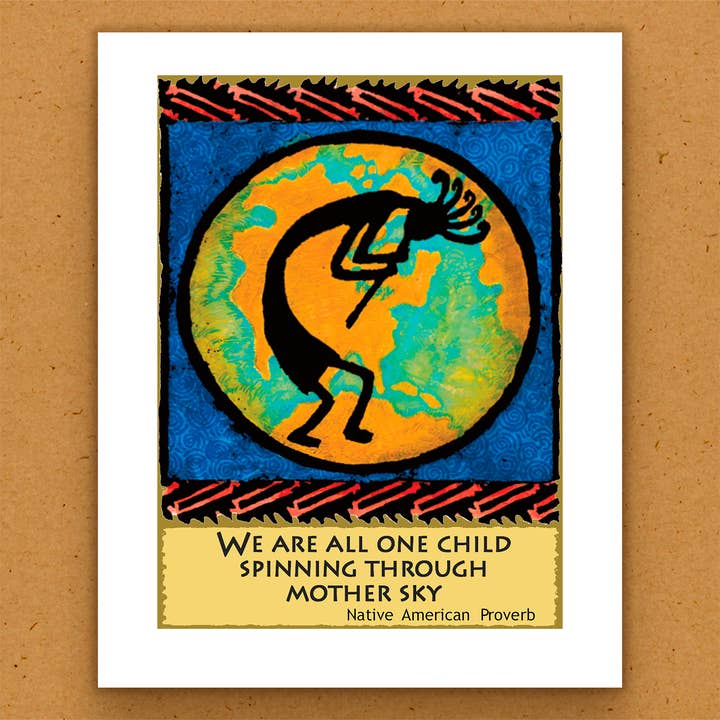 Handgemaakte kunstdruk - Inheems Amerikaans - Kokopelli voor wholesale door The Kaleidoscope Designs